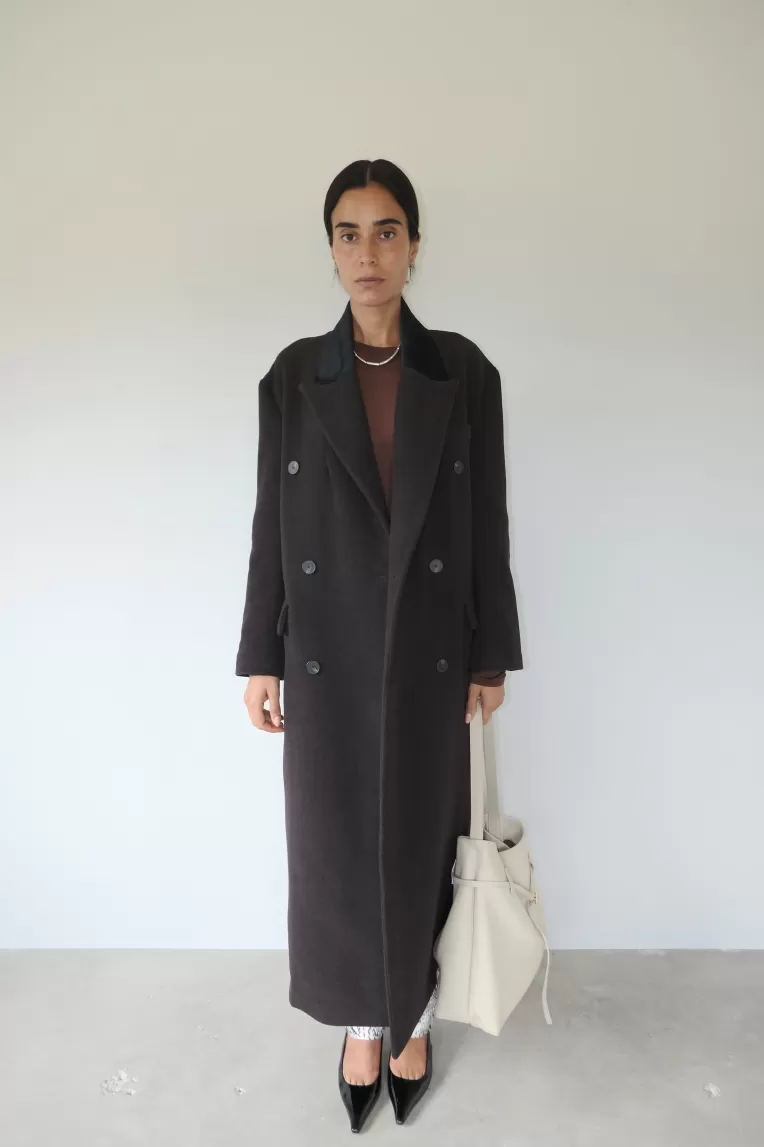 Vestes Et Manteaux>Musier Paris manteau long chocolat enormous