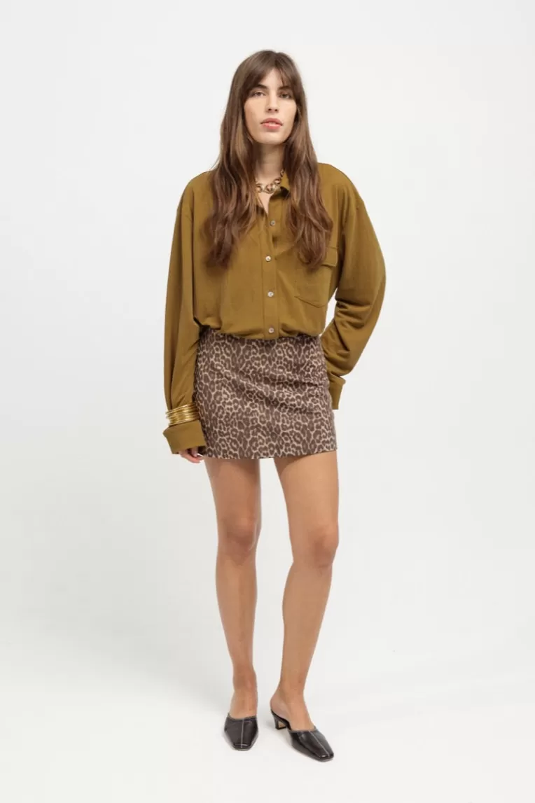 Jupes>Musier Paris mini jupe en daim savana Leopardprint