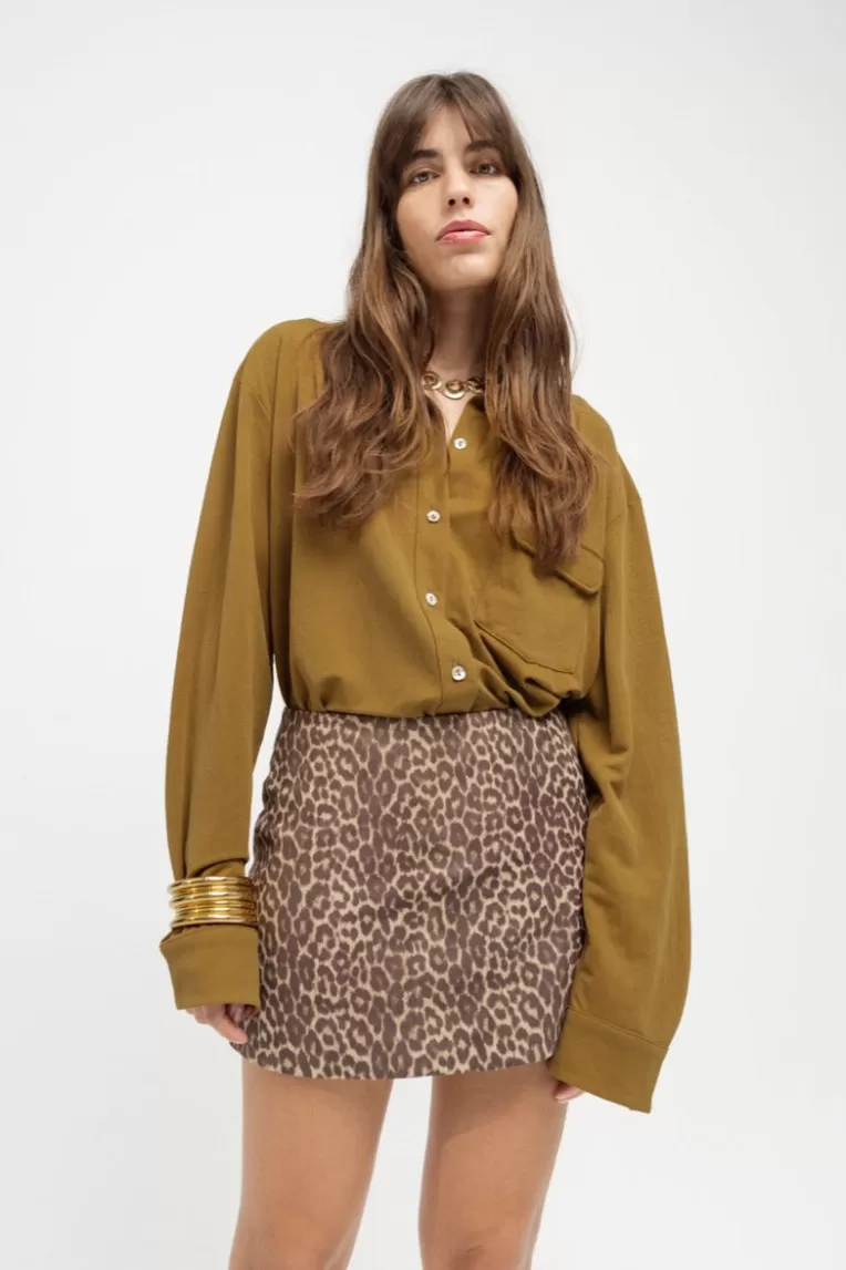 Jupes>Musier Paris mini jupe en daim savana Leopardprint