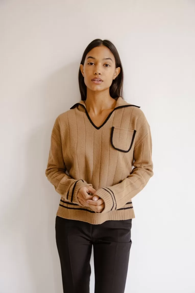 Pulls & Cardigans>Musier Paris pull col polo adriana Camel